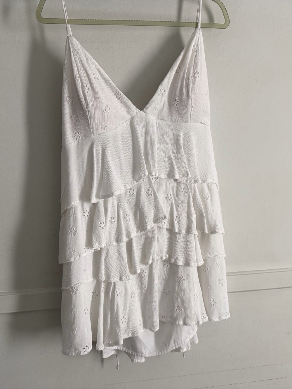 Hollister White Tiered Eyelet Mini Dress